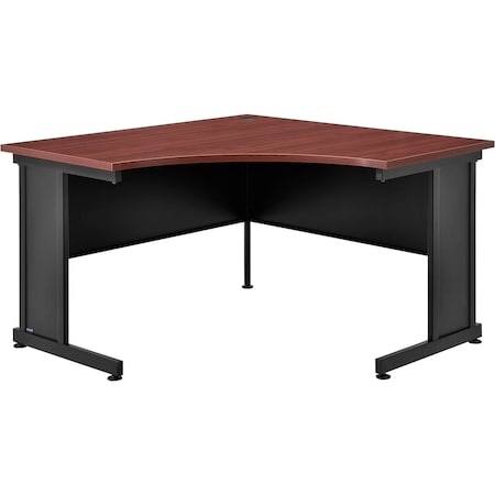 Interion By Global Industrial Corner Desk, 48 in D X 30 in H, 48 in W X Steel Frame, Laminate Top, Mahogany 248999MH